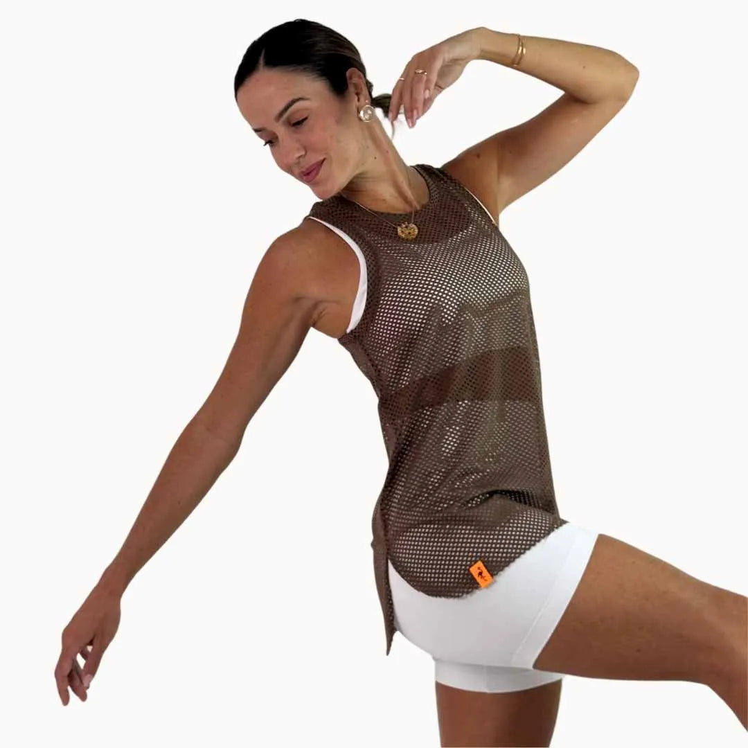 Mesh Tank Top - Castanho