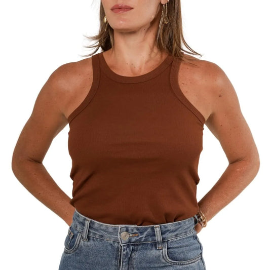 High-Neck Ribbed - Cafe