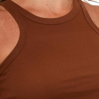 High-Neck Ribbed - Cafe